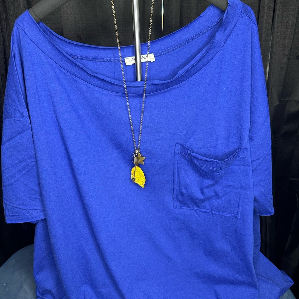 Zenana Outfitters Cobalt Blue Short Sleeve Top